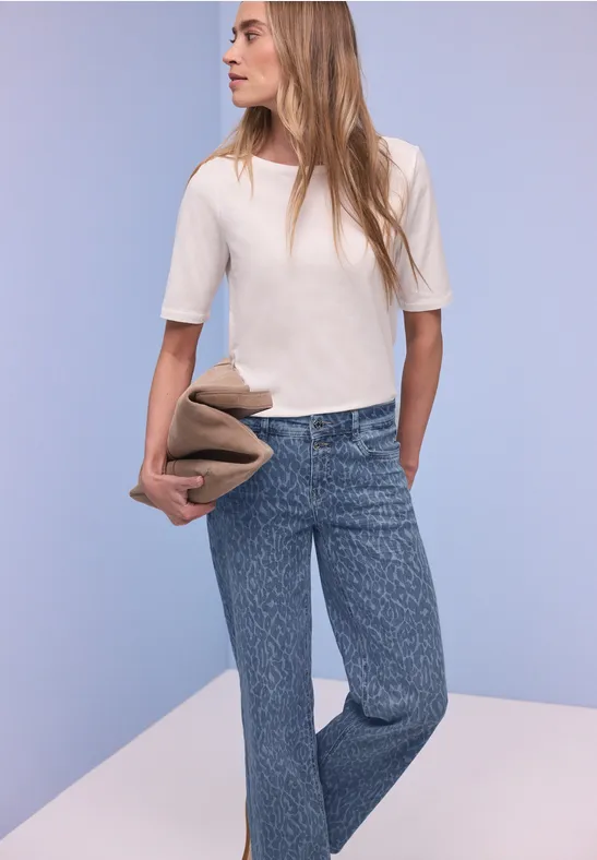 Straight Leg Jeans Mid Blue Leo Laser