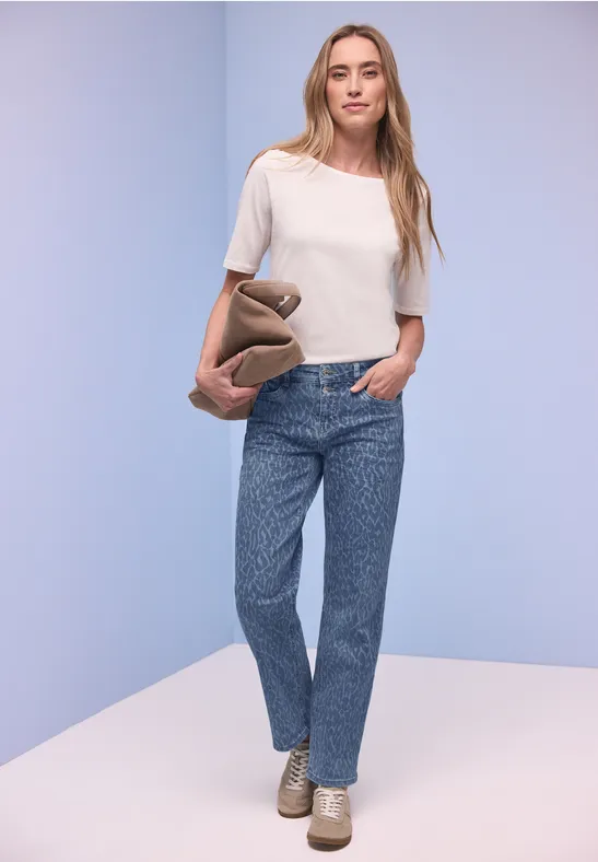 Straight Leg Jeans Mid Blue Leo Laser