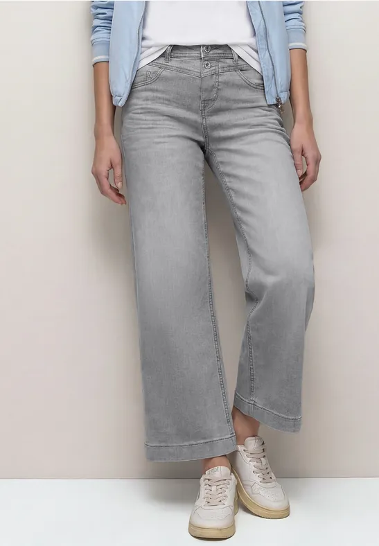 High Waist Wide Leg Jeans im Loose Fit light grey wash