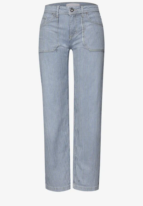 Jeans Straight Legs indigo striped wash