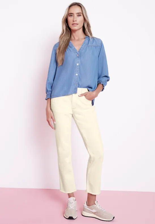 Jeans mit fransigem Saum ecru soft washed