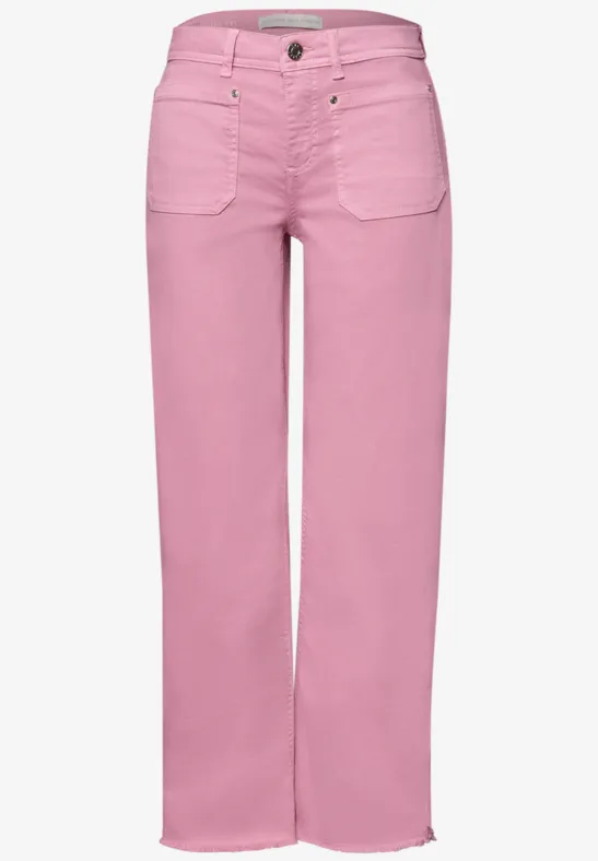 Jeans Straight Legs avec détail d'ourlet pink washed