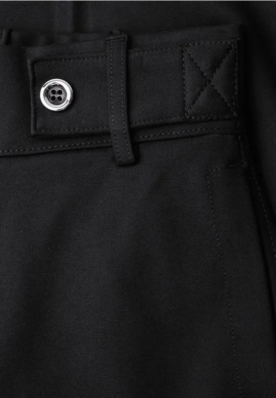 Wide Leg Hose mit Knopfdetail Black