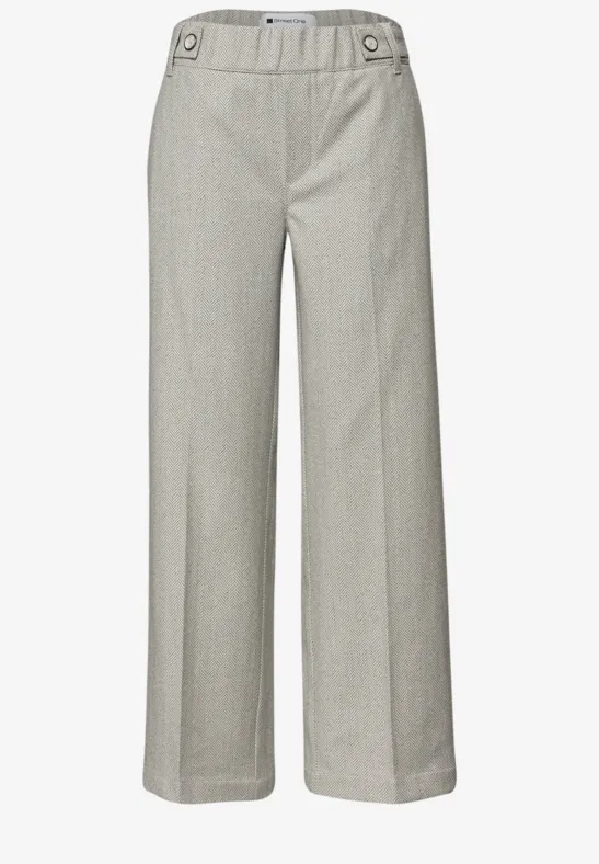 High Waist Wide Leg Hose mit Knopfdetail smoke beige