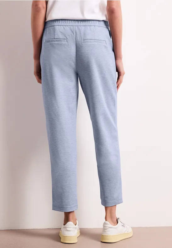 Mid Waist Slim Leg Hose mit Elastikbund country blue mel.