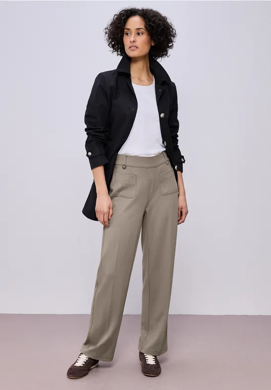 Spodnie z prostymi nogawkami dark beige