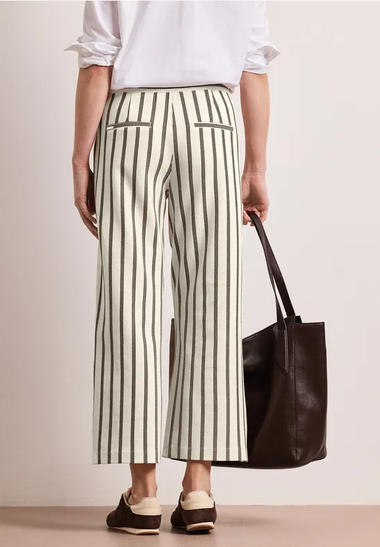 Wide Leg Hoseim Casual Fit mit Streifen soft beige