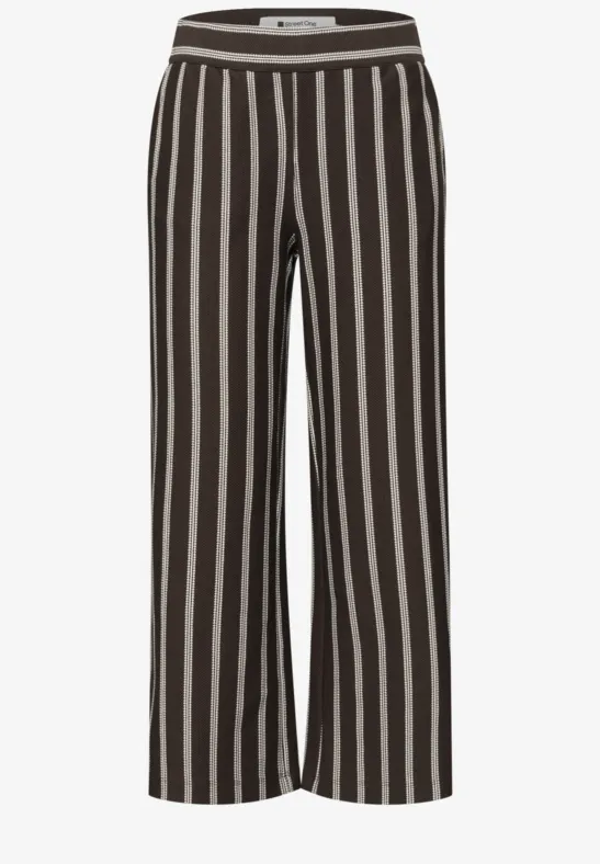 Wide LegPantalon casual fit à rayures espresso brown