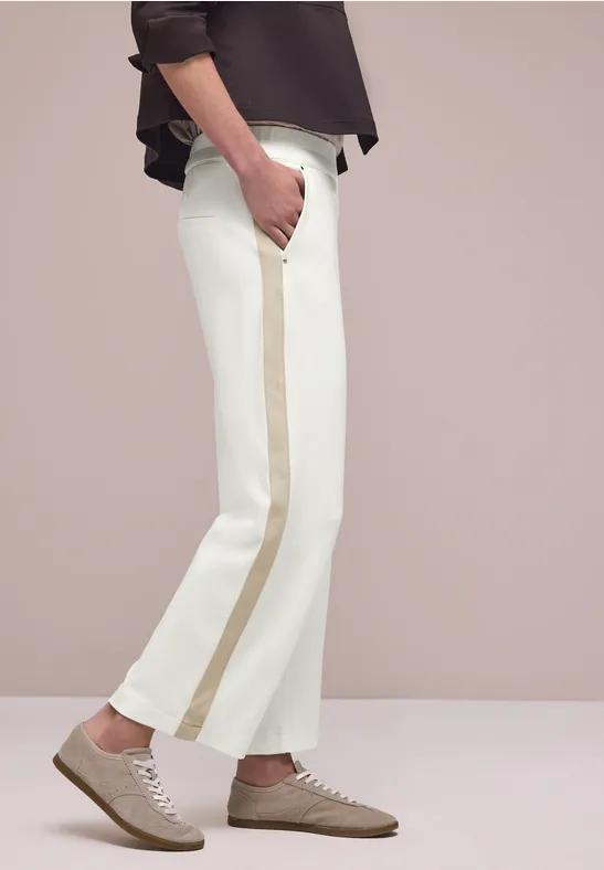 Wide Leg Hose mit Gallonstreifen off white