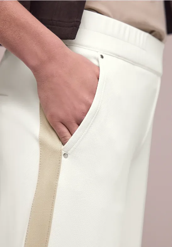 Wide Leg Hose mit Gallonstreifen off white