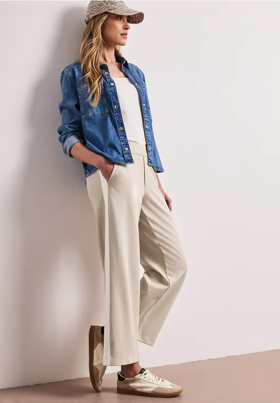 Wide Leg Hose mit Gallonstreifen clay sand