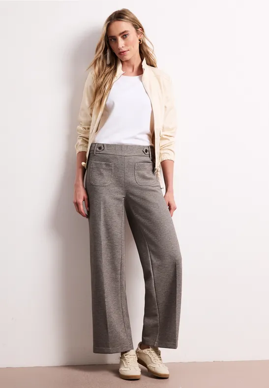 Wide Leg Hose mit Knopfdetails espresso brown