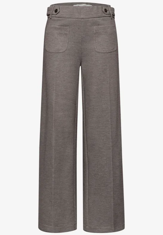 Wide Leg Hose mit Knopfdetails espresso brown