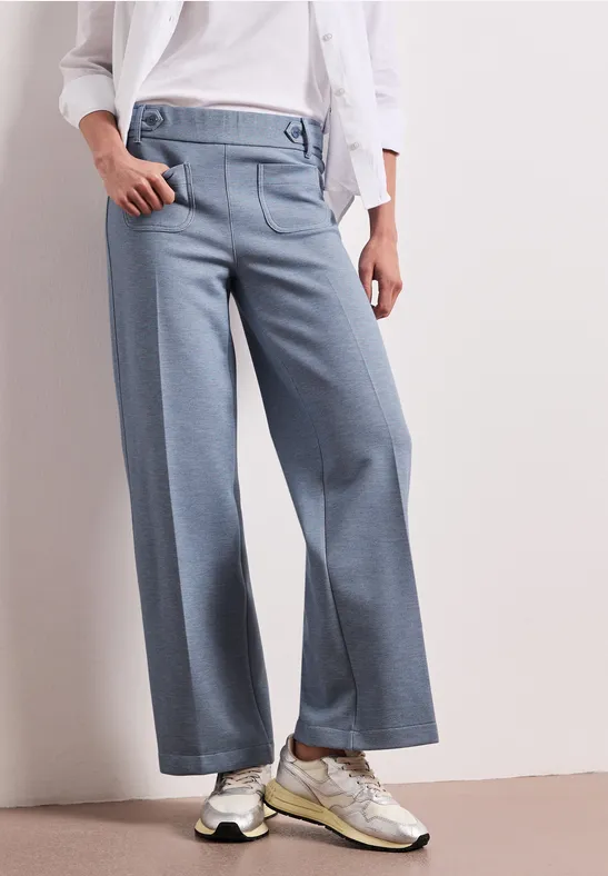 Wide Leg Pantalon avec détails de boutons hushed blue