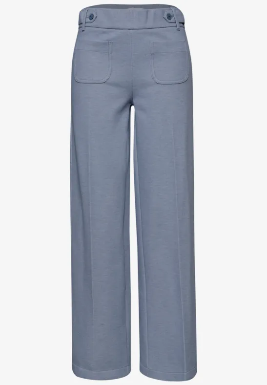 Wide Leg Pantalon avec détails de boutons hushed blue
