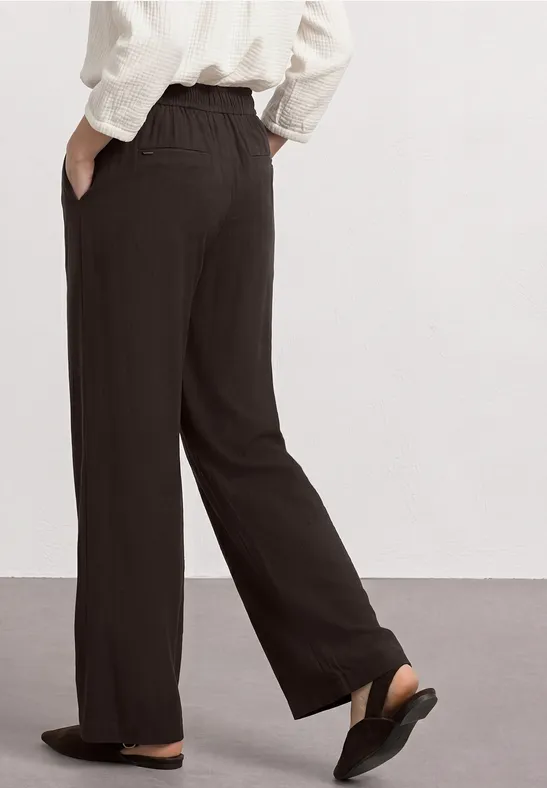 High Waist Wide Leg Hose im Loose Fit espresso brown