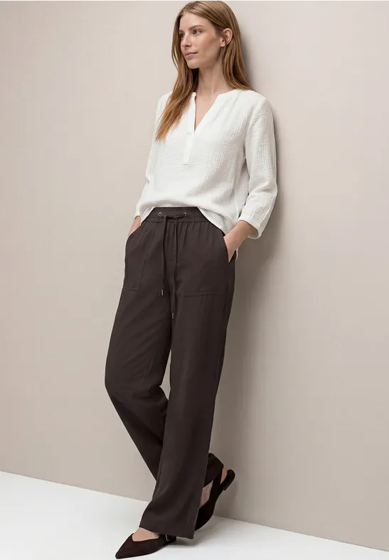 High Waist Wide Leg Hose im Loose Fit espresso brown