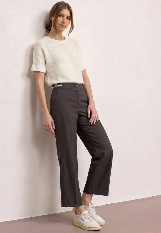 Straight Legs broek met riemdetails espresso brown