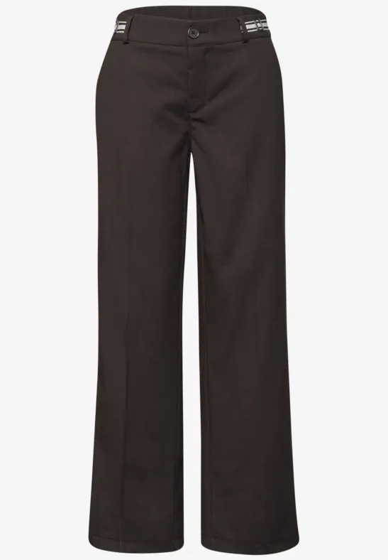 Straight Legs broek met riemdetails espresso brown