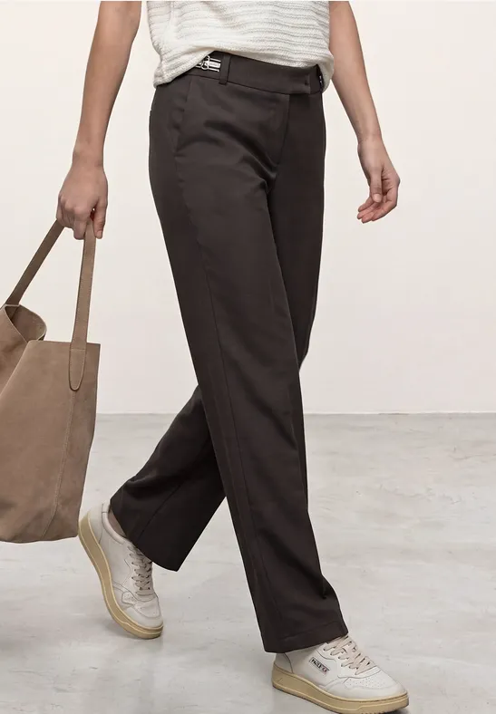 Straight Legs broek met riemdetails espresso brown