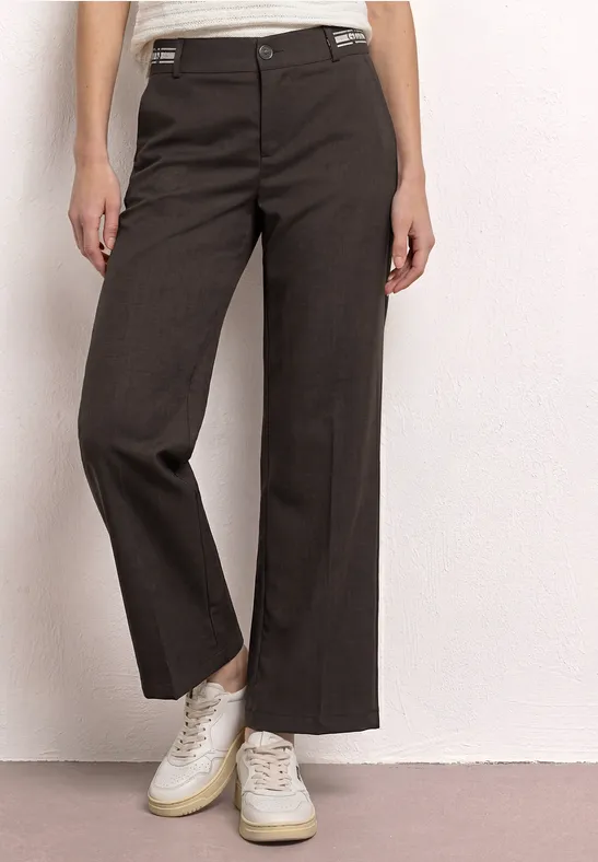 Straight Legs broek met riemdetails espresso brown