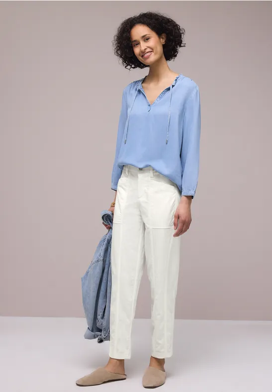 High Waist Barrel Leg Hose im Casual Fit off white