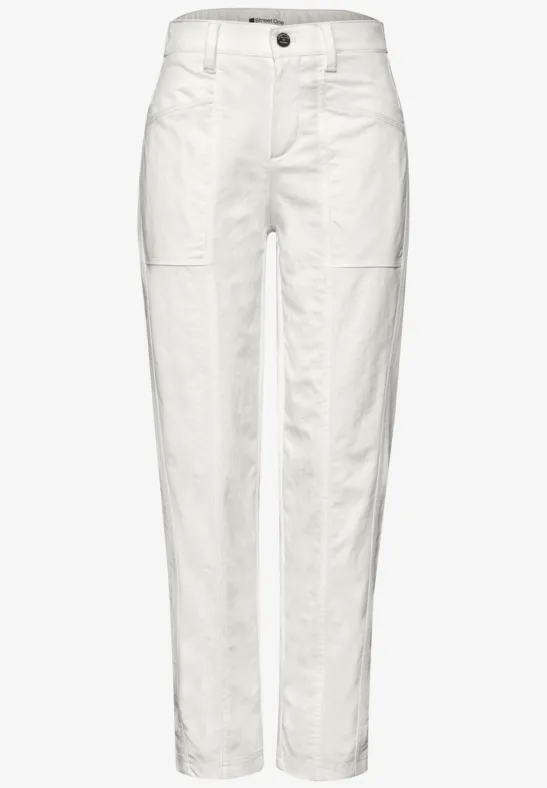 High Waist Barrel Leg Hose im Casual Fit off white