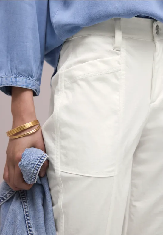 High Waist Barrel Leg Hose im Casual Fit off white