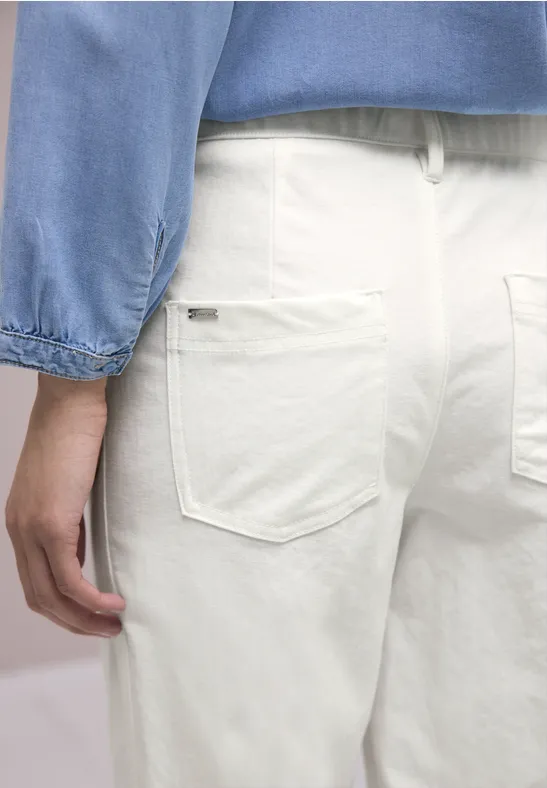 High Waist Barrel Leg Hose im Casual Fit off white