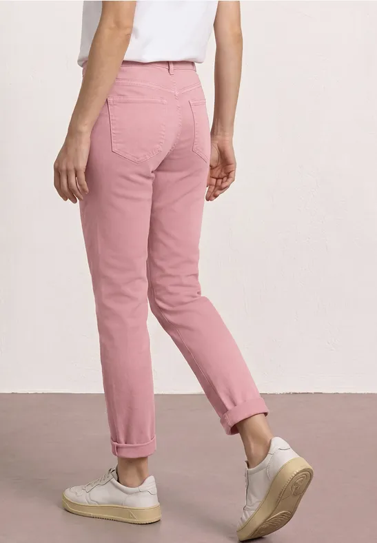Mid Waist taps toelopende jeans in een Loose Fit Blush Pink Washed