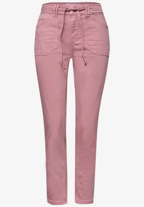 Mid Waist taps toelopende jeans in een Loose Fit Blush Pink Washed