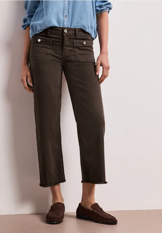 Mid Waist Straight Leg Jeans im Casual Fit Brown Washed