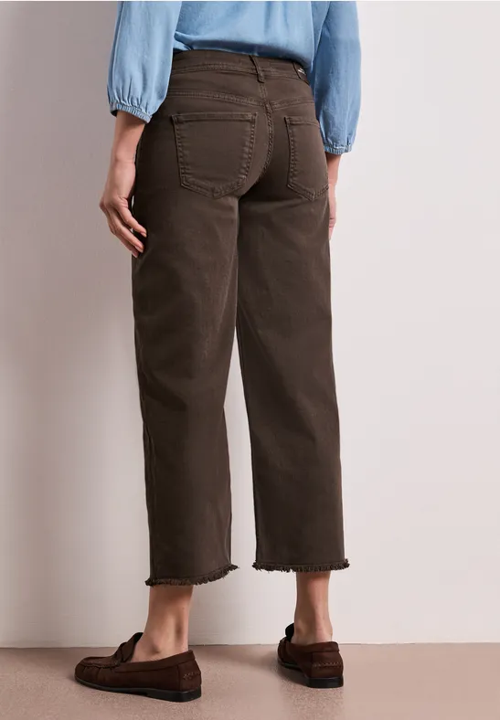 Mid Waist Straight Leg Jeans im Casual Fit Brown Washed