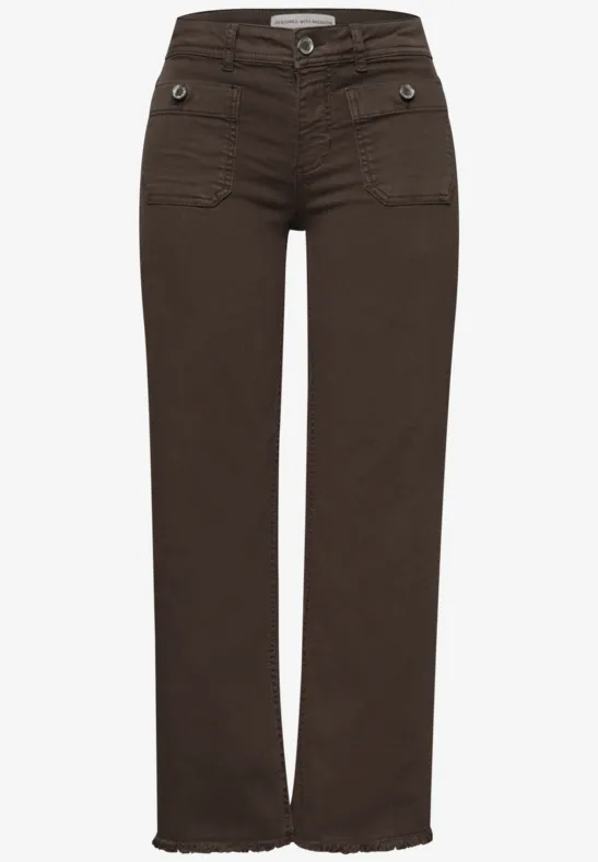 Mid Waist Straight Leg Jeans im Casual Fit Brown Washed