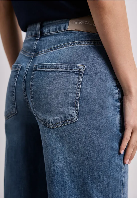 Wide Legs Jeans avec détails de boutons Medium Blue Wash