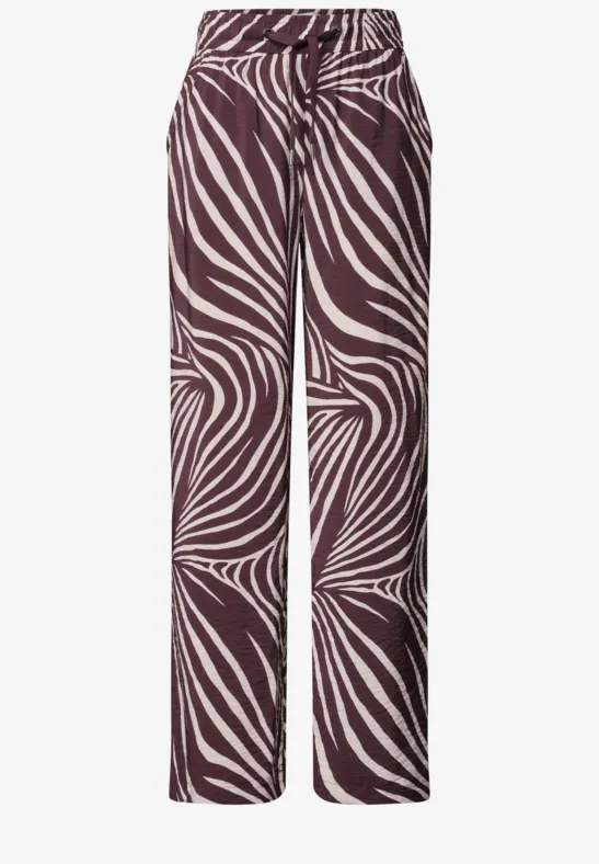 Wijde broek met bruin-wit zebraprint