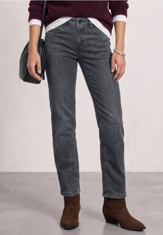 Street One Jeansy Mid Waist z prostymi nogawkami w stylu Casual Fit AMALIA