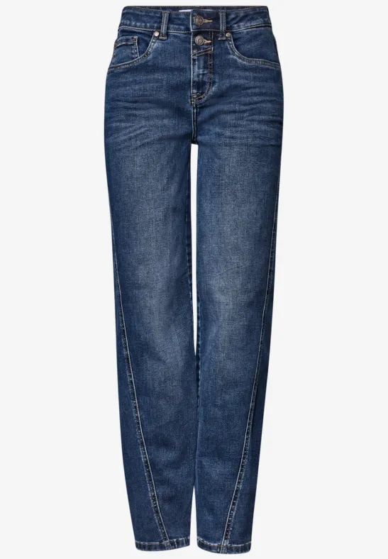 Blaue Jeans mit geradem Schnitt, klassischem 5-Pocket-Design und leichter Waschung.