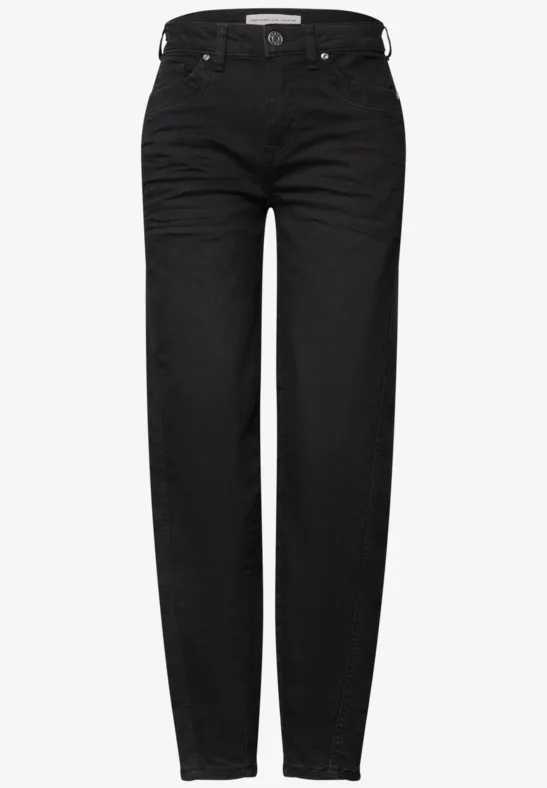 Schwarze Jeans mit hoher Taille und geradem Bein