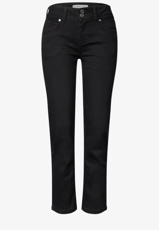 Schwarze Jeanshose mit geradem Schnitt und klassischem Five-Pocket-Design