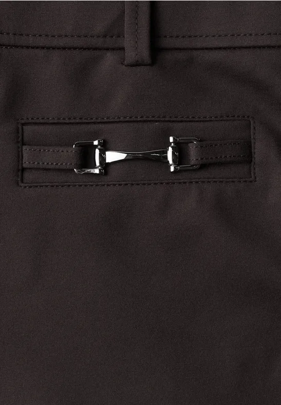Donkerbruine broek met zilverkleurig bitdetail