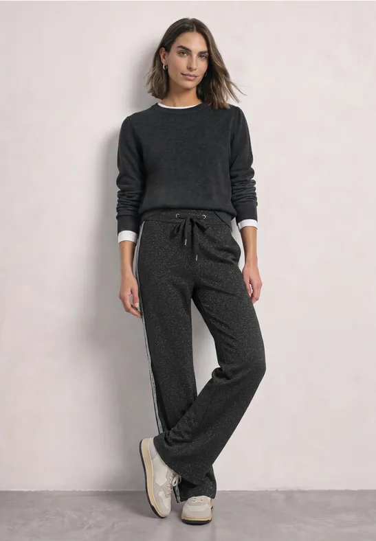 Pantalon taille haute à jambes larges et coupe ample Black