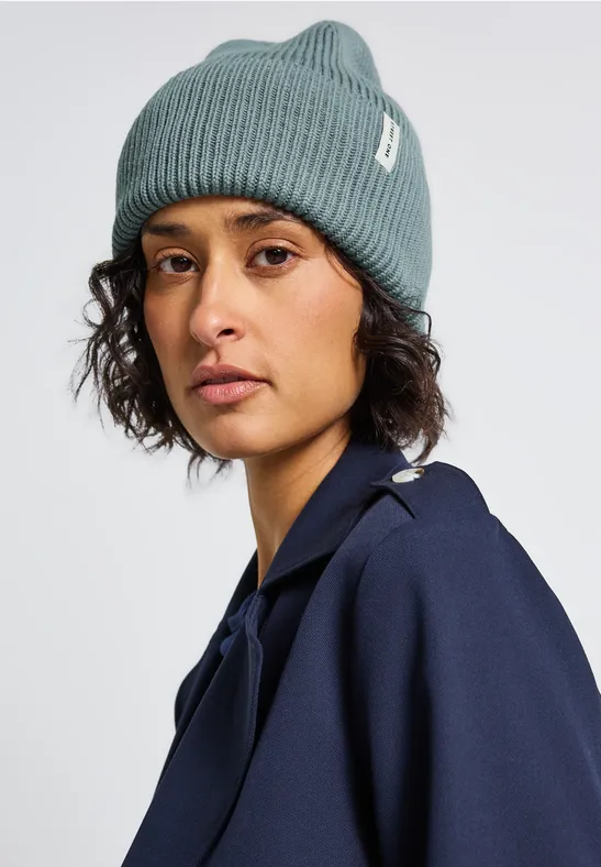 Bonnet en tricot côtelé sterling blue