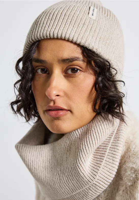 Bonnet en tricot côtelé oak beige melange