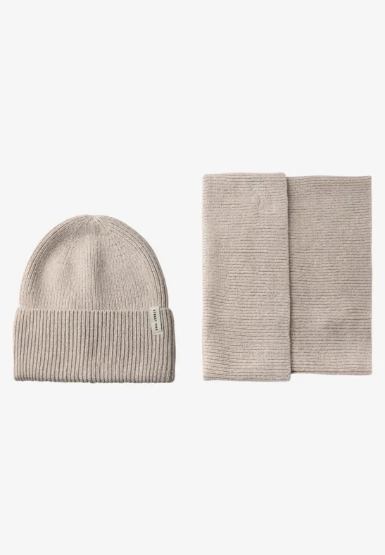 Rippstrick Beanie oak beige melange