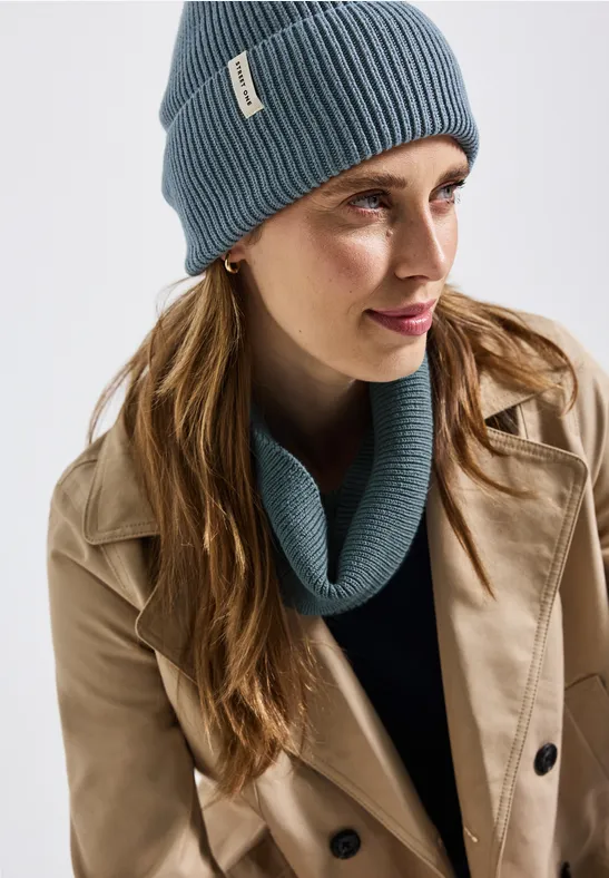 Rippstrick Loop-Schal sterling blue