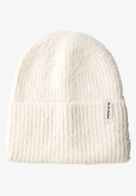 Bonnet en fil de plumes lucid white