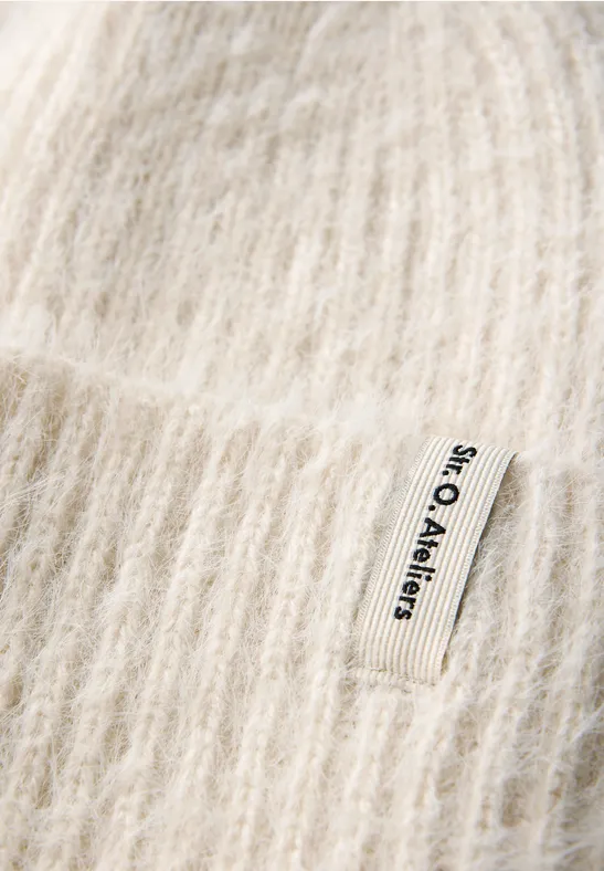 Bonnet en fil de plumes lucid white