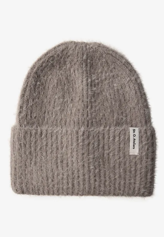Bonnet en fil de plumes Sandy Mocca Mel.