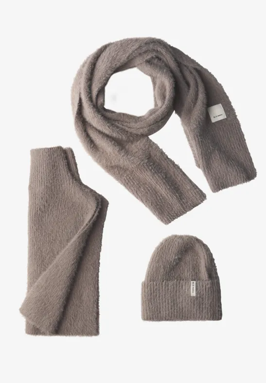 Federgarn Beanie Sandy Mocca Mel.